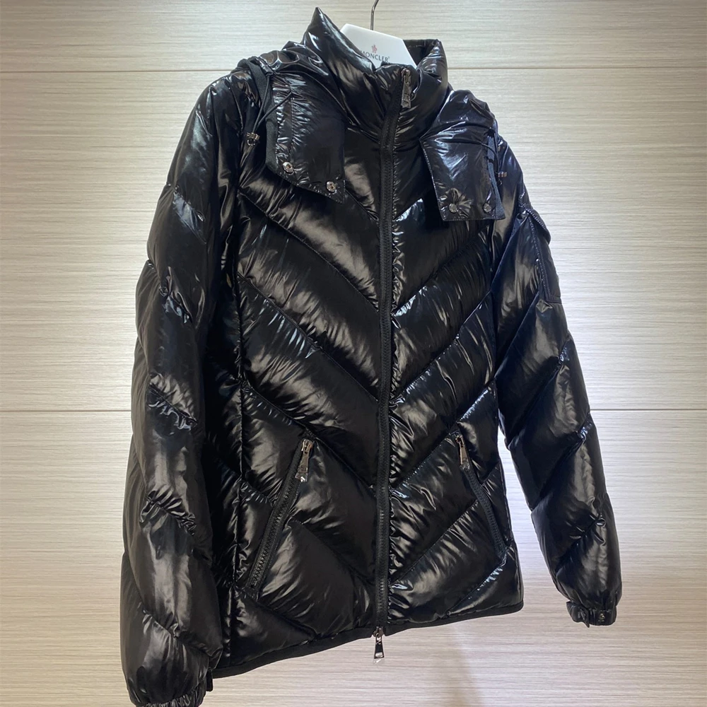 

2021 New Oblique grid winter woman Hooded Removable Long sleeve Slim down jacket filling White duck down Warm and casual Coat