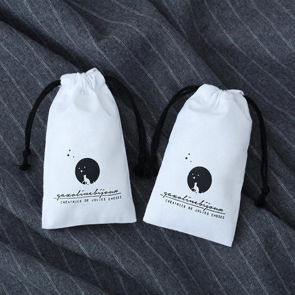 

50 Pcs/Personalized drawstring pouches logo name printed product packaging bags Custom bags chic wedding favor bags