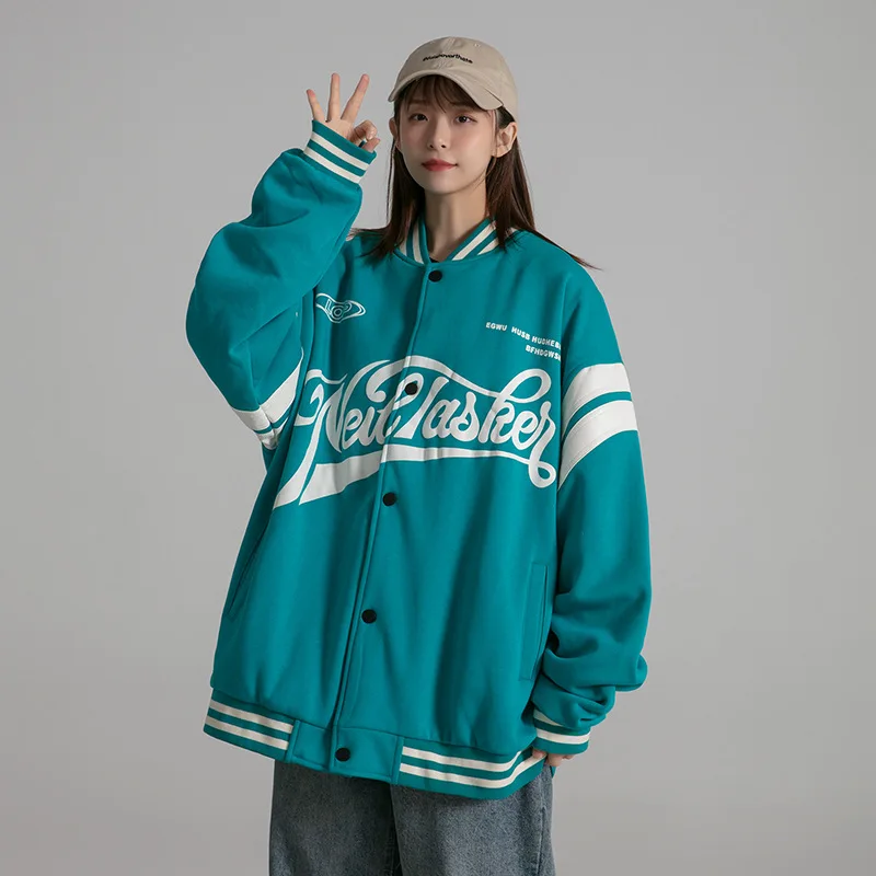 

Куртка женская осенне-зимняя новая Корейская версия свободного кроя плюс бархатный плотный свитер Студенческая бейсбольная Униформа Ins