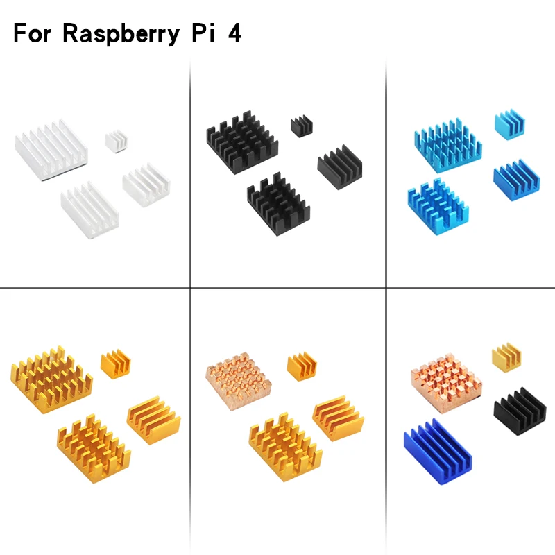 Raspberry Pi 4 Model B 4pcs Aluminum Heat Sink Silver Black Gold Blue Multicolor Cooling Radiator kit for RPi 4B | Компьютеры и офис