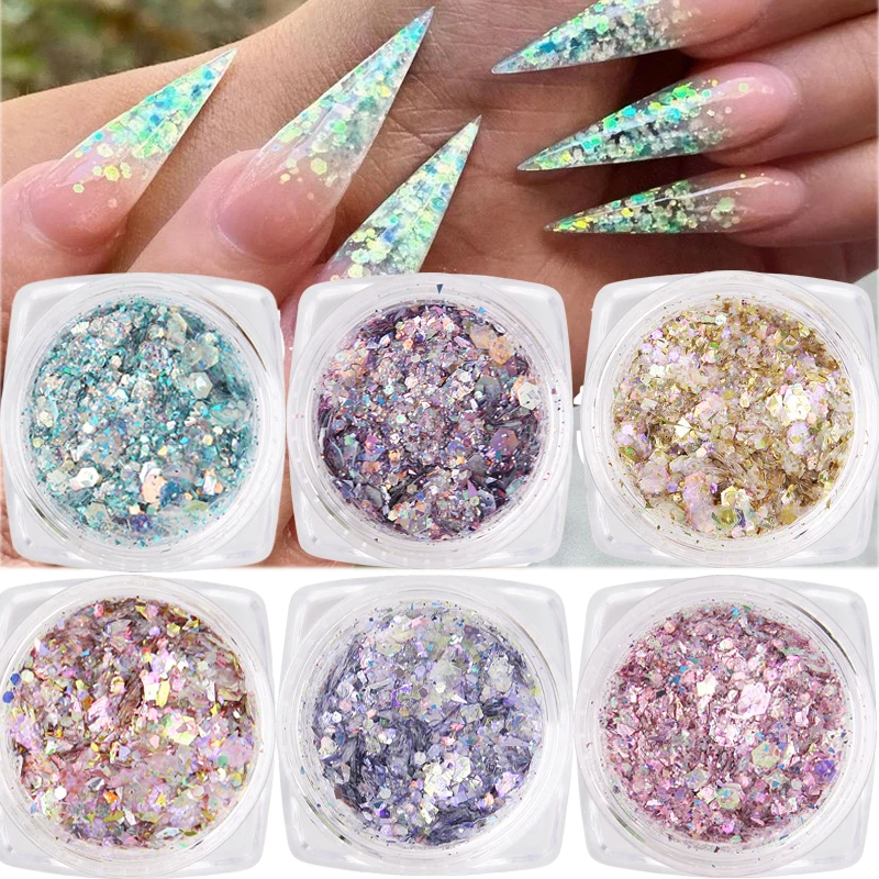 

Glitter Nail Art Powder Flash Dust Ultraviolet Gel Polished Chrome Pigment Sequins Broken Piece Nail Tips Nail Glitter Powder