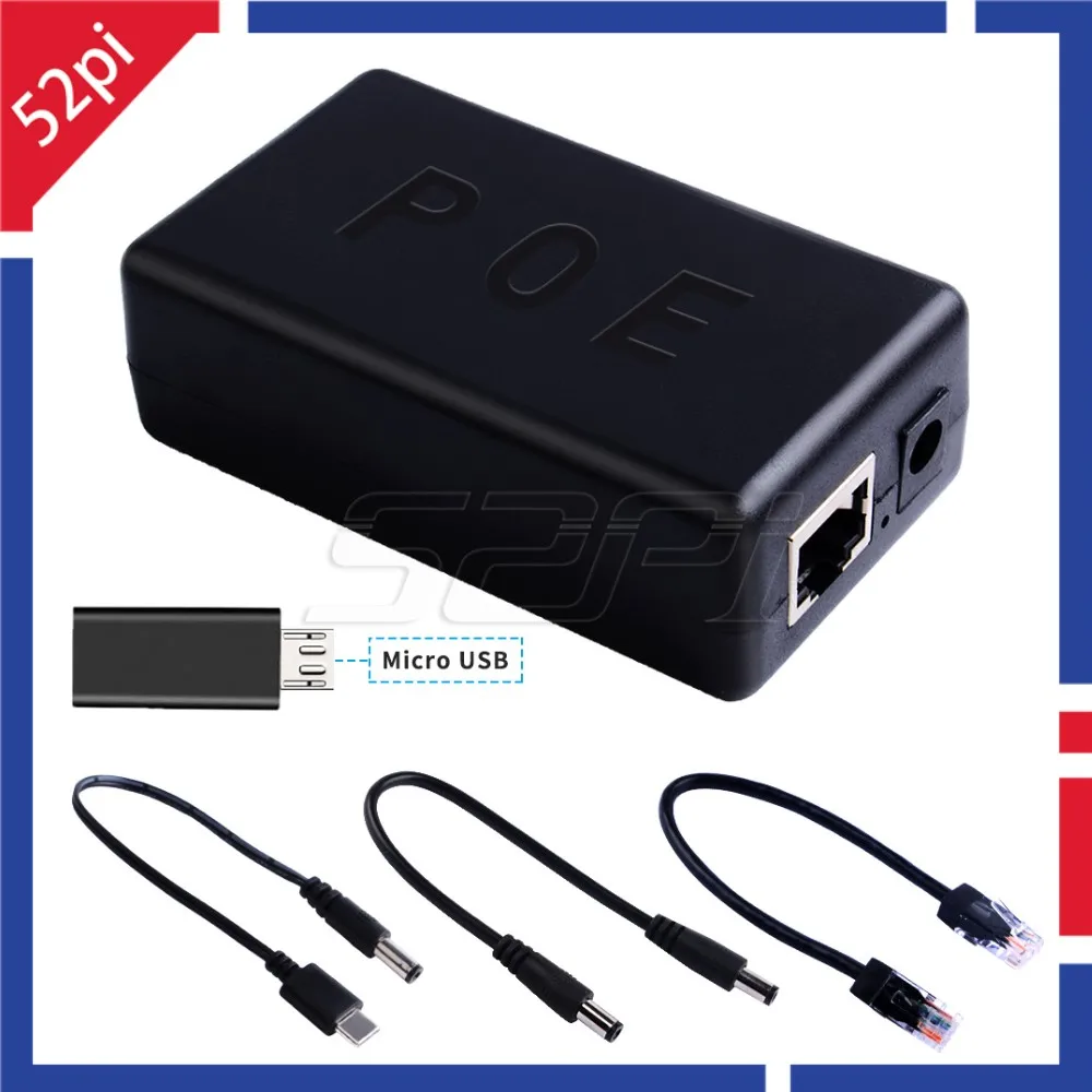 52Pi Gigabit Raspberry Pi 4 (Модель B ) / 3B + Активный сплиттер PoE USB TYPE C 48V 5V коммутатор питания