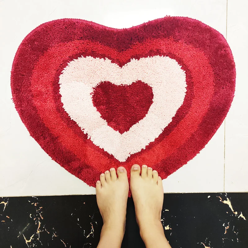 creative love heart shape floor carpet home hotel decoration red heart shape door mat wedding carpet free global shipping