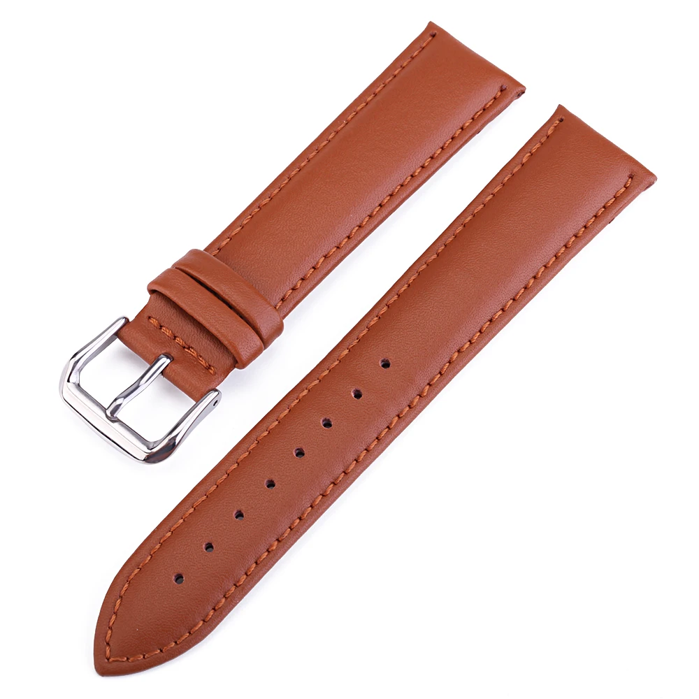 

20/22mm Genuine leather strap Silver stainless steel buckle for Samsung Galaxy Watch 3 45/41mm Smart watch wristband accessories