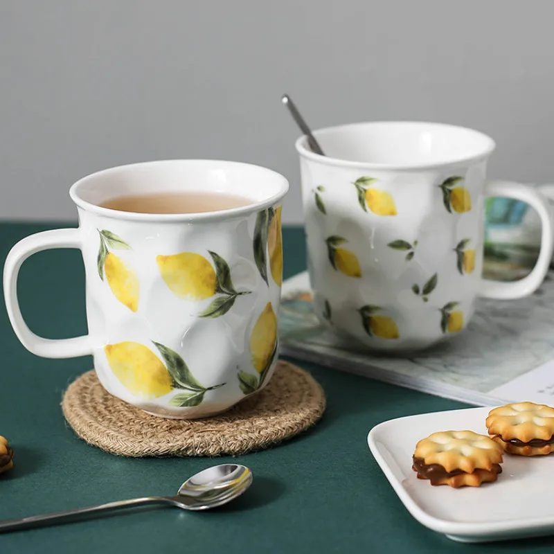 Ретро Скандинавская кофейная чашка с цветами ручкой домашняя кружка для