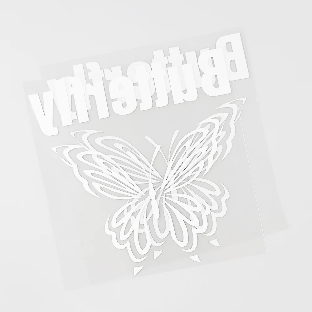 

YJZT 14CM14.3CM Beautiful Butterfly Vinyl Car Sticker Decal Black/Silver Car-styling 8C-0661