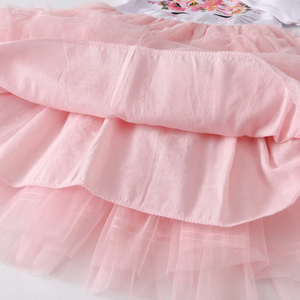 VIKITA-vestidos de malla de encaje en capas para ni&ntilde;as, trajes de fiesta para boda, Vestidos con capas, oto&ntilde;o-3