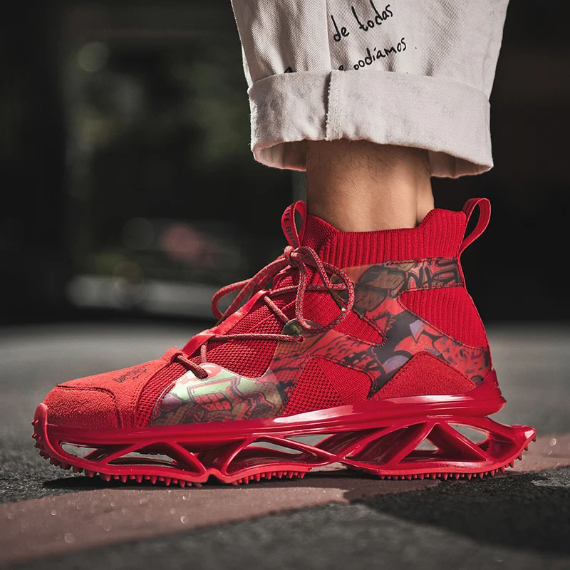 

New Design Running Shoes for Men Breathable Blade Sneakers Antiskid Damping Outsole Sport Shoes Couple Training Run Jogging Shoe