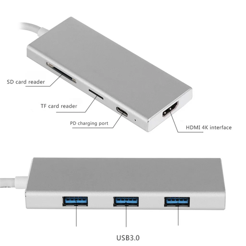 USB C type 7в1 адаптер 3 0 порта на HDMI выход SD TF кард-ридер концентратор концентраторы 2019