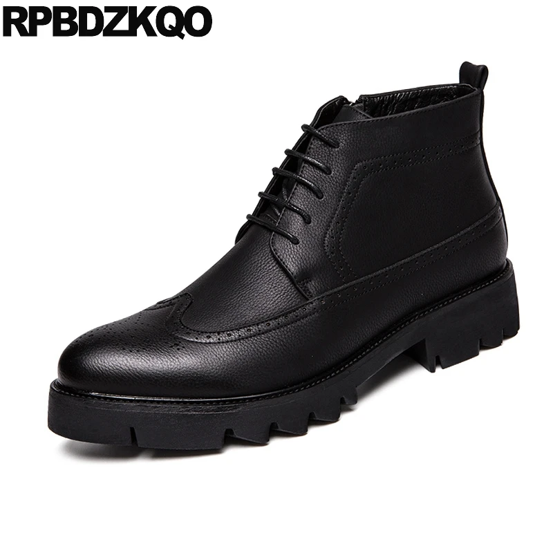 Модные ботильоны полусапожки размера плюс осень обувь с перфорацией типа броги