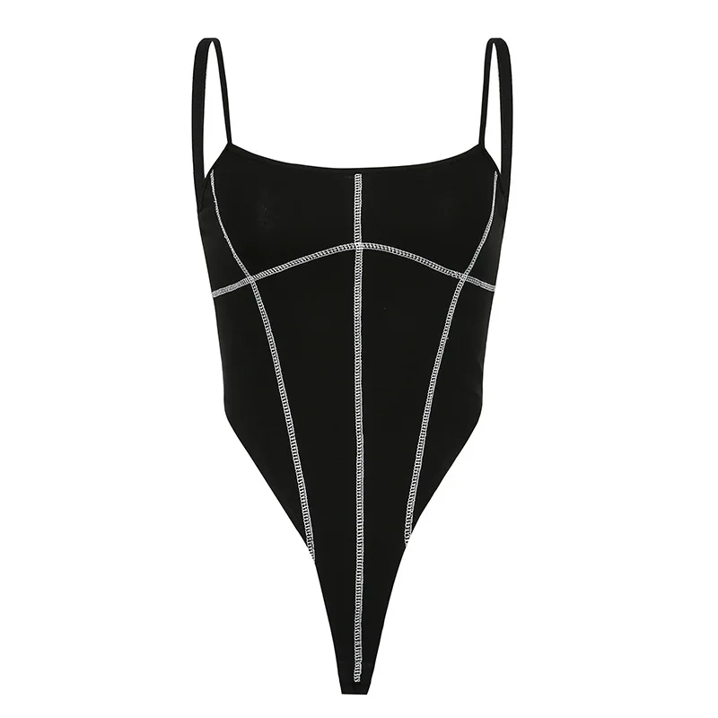 

Ins fashion slim line suspender one-piece top 2021 summer new