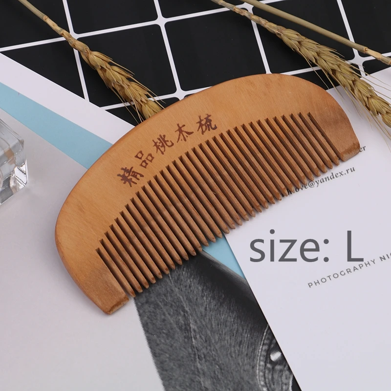 

1 PC Natural Peach Wood Comb Close Teeth Anti-static Beard Comb Head Massage Hairbrush Hair Care Tools For Travel
