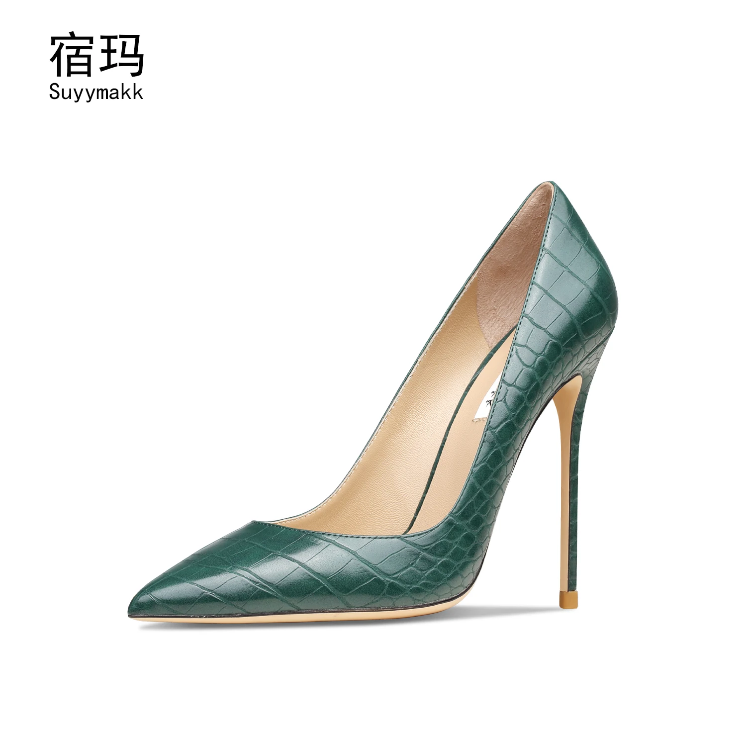 2022 New Real Leather Crocodile Pattern Women's Shoes Sexy Dress Pumps Pointed Toe Party High-Heeled Shoes Elegant Office Shoes