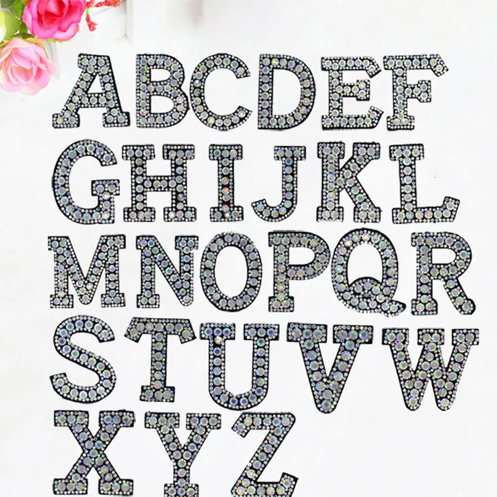 1pcs A-Z Rhinestone English Alphabet Letter Applique 3D Iron-On letters Patch For Clothing Badge Paste kids Clothes Bag | Дом и сад