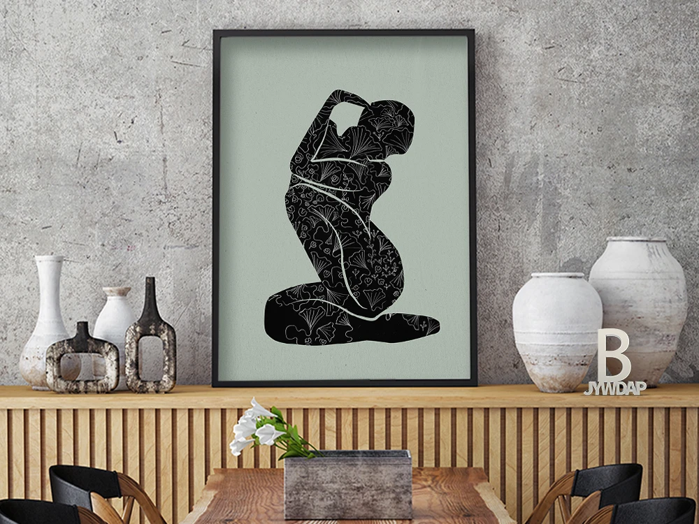 Абстрактный женский силуэт Минималистичная настенная Художественная печать