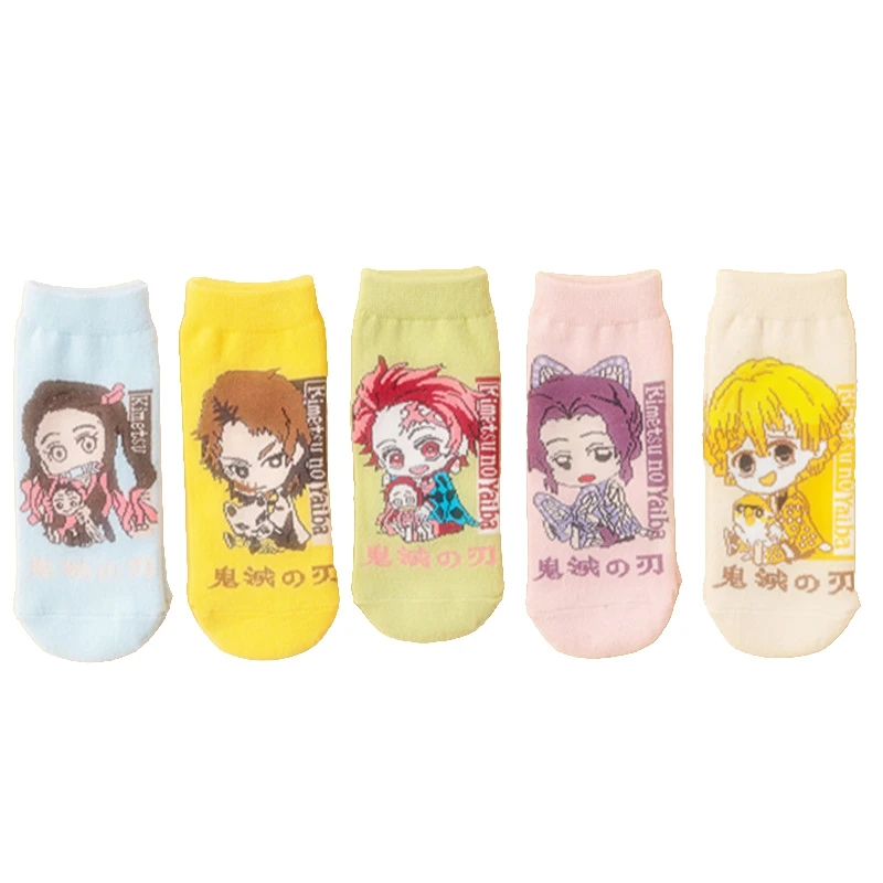 

5Pairs Cotton Anime Sock Demon Slayer Kimetsu No Yaiba Blade Of Ghost Socks For Women Girl Gift Cosplay