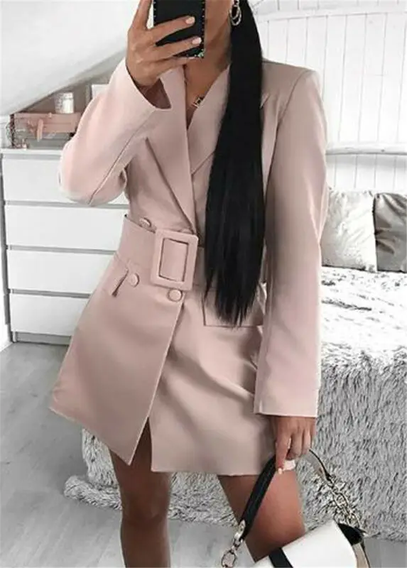 

2019 New Basic Jacket Women Fashion Loose Winter Warm Long Sleeve Button Jacket Coat With Belt Lady Elegant Windbreaker