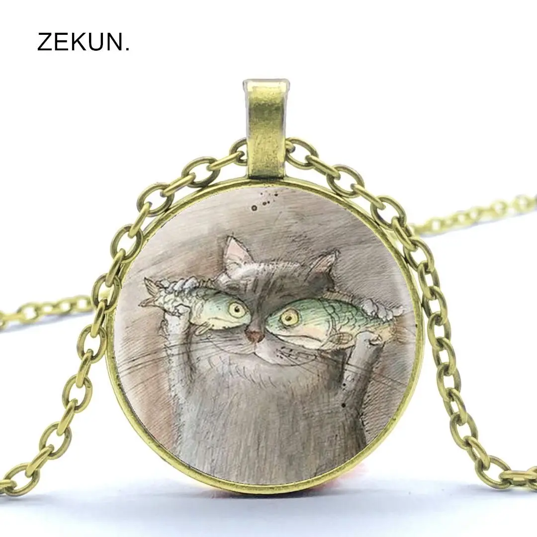 

2019 / Hot Sale, Funny Cat Fish Like Pendant Bump Glass Necklace Men and Women Necklace Jewelry