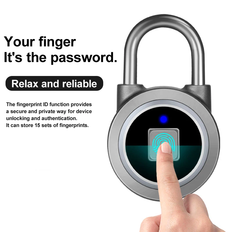 Водонепроницаемый БЕСКЛЮЧЕВОЙ портативный bluetooth умный замок висячий отпечатков