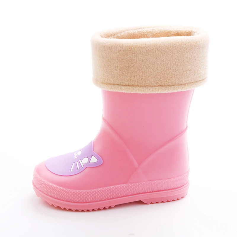 Pink with Socks DRIPDROP Резиновые сапоги из ПВХ для детей Водонепроницаемые сапоги до середины икры разных цветов и с различными аппликациями Животные - Цвет: Pink with Socks