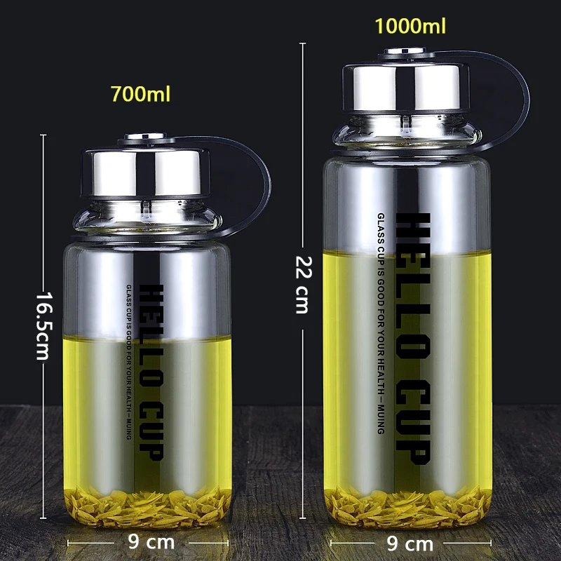 Светильник Кая бутылка для воды стеклянная здорового спорта путешествий