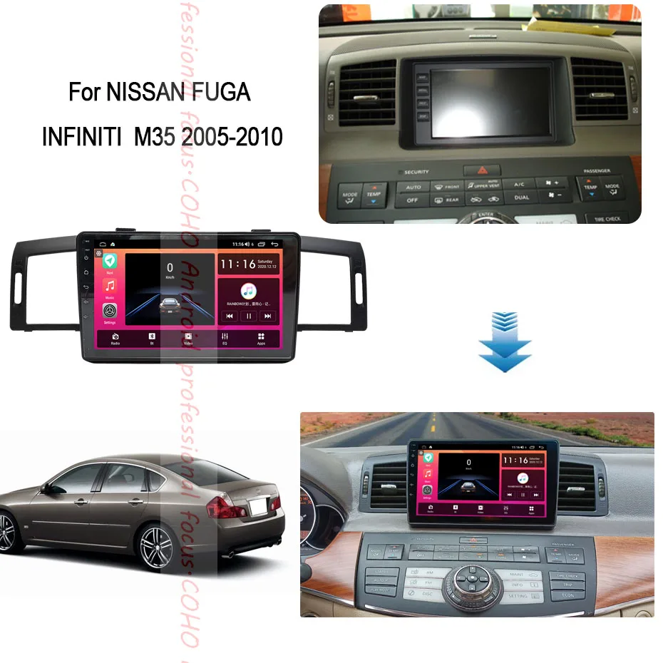 Bestellen COHO Für NISSAN FUGA 2005-2010 Android 10 AI Stimme 8 Core 6 + 128G Gps WiFi 4G Radio Android Auto Multimedia Player Lüfter