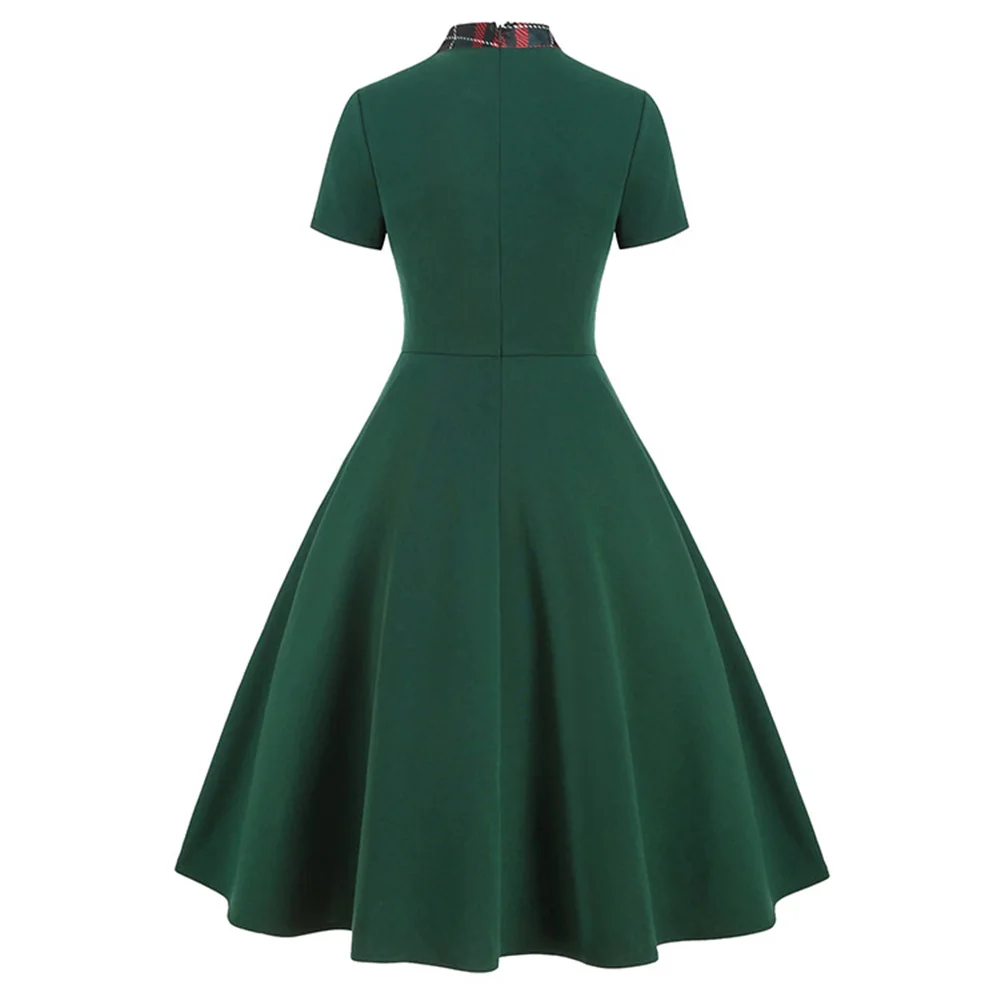 Классическое элегантное женское рождественское платье в клетку зеленое красное