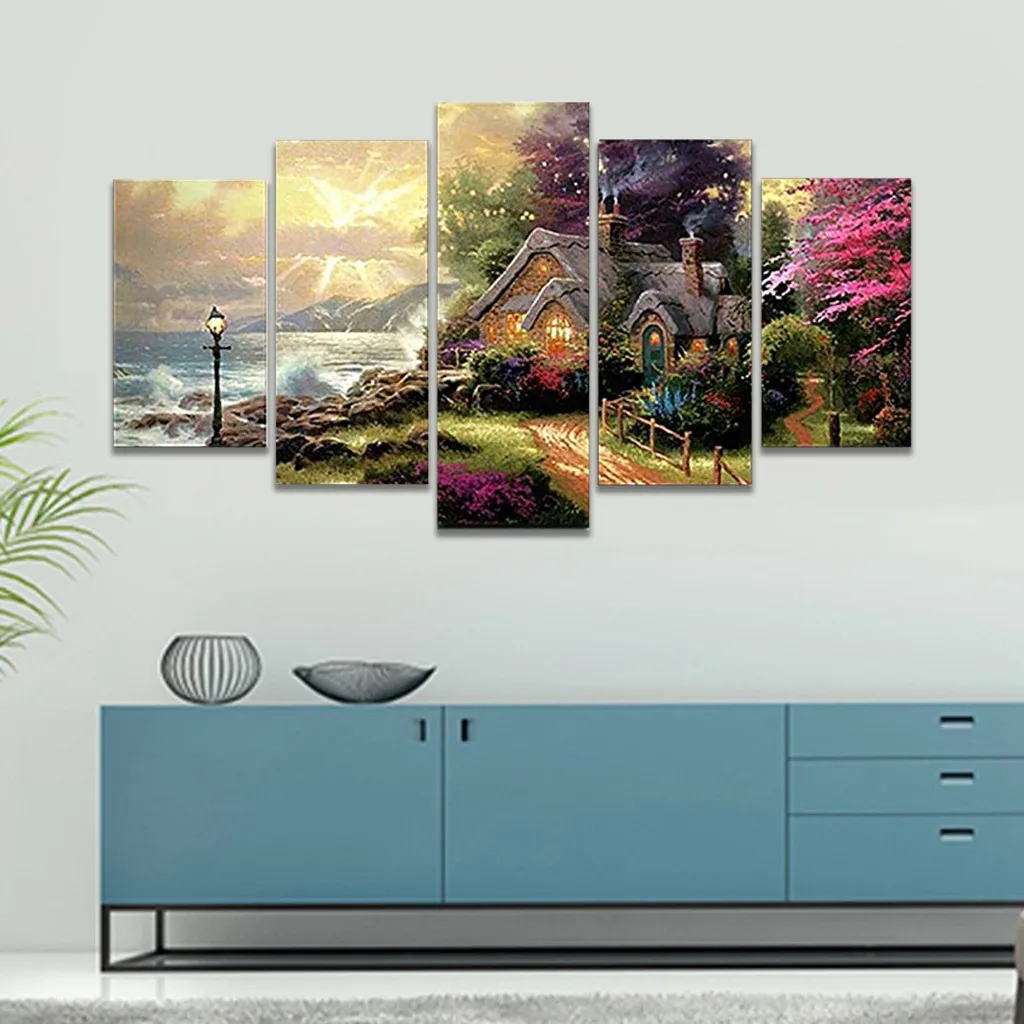 Современная Картина на холсте 5 шт. комбинированные постеры абстрактные красные