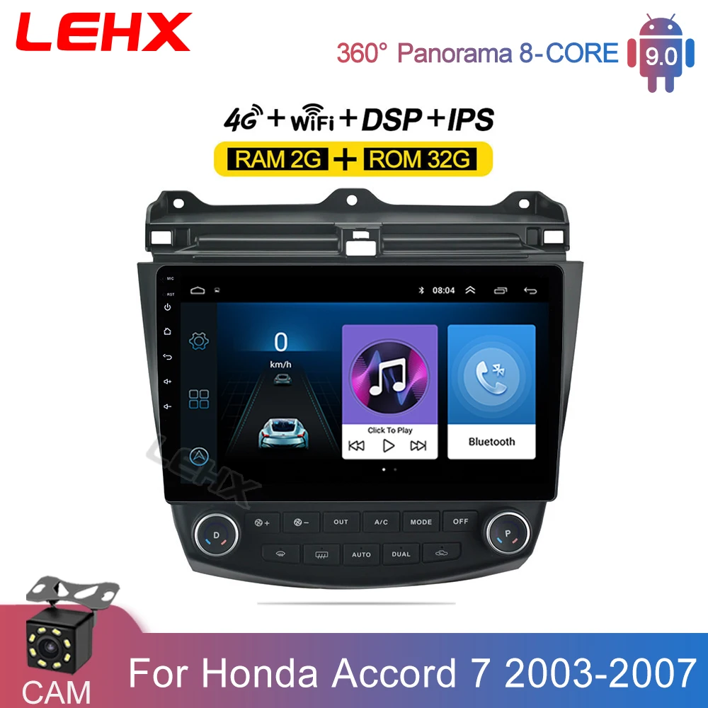 

Автомагнитола LEHX, мультимедийный плеер 2 din на Android 9, с экраном 10,1 дюйма, GPS-навигацией, 2 Гб ОЗУ, dvd-плеер для Honda ACCORD 7 2003-2007, типоразмер 2 din