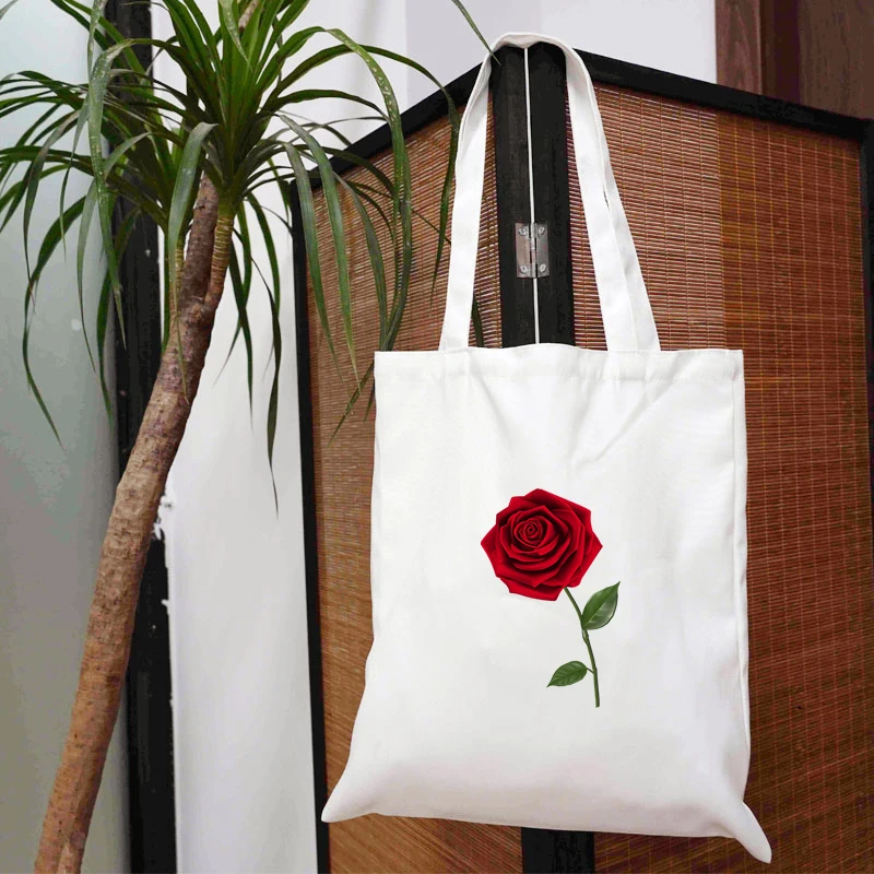 

Flower Women's Bag Reusable Shopping Handbag Canvas Shopper Woman Shoulder Bags Designer Handbags for Groceries Tote Luxury 2021