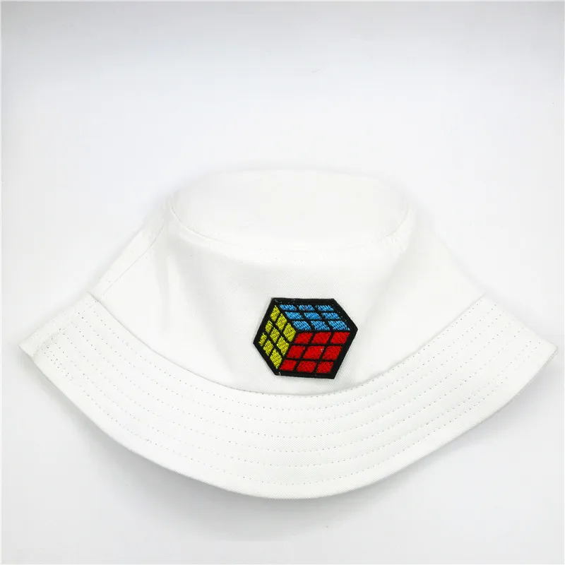 

Cube embroidery cotton Bucket Hat Fisherman Hat outdoor travel hat Sun Cap Hats for kid men Women 194