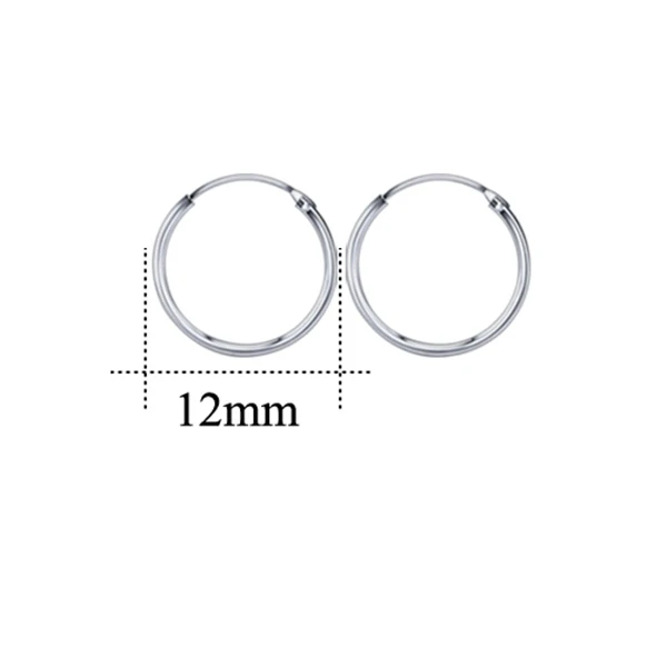 hoop earrings 12mm ZEMO, 12-25 мм, Настоящее 925 пробы, серебряные серьги-кольца для женщин, круглые серьги для пирсинга, ювелирные изделия, аксессуары для женщин - Окраска металла: hoop earrings 12mm