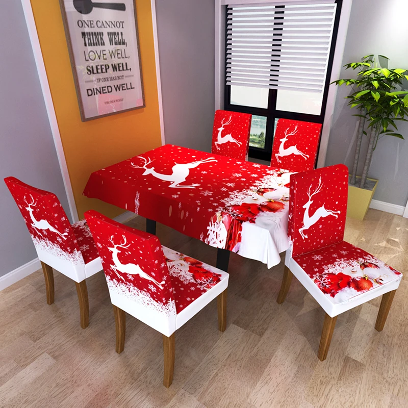 Dining Chair Cover Christmas Snowman Santa Claus Housse De Chaise Elastic Slipcover Seat Case 2021 New Year Decor | Дом и сад
