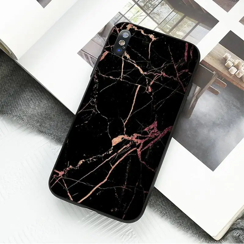Мягкий блестящий черный чехол для телефона Babaite с золотым мраморным рисунком iPhone