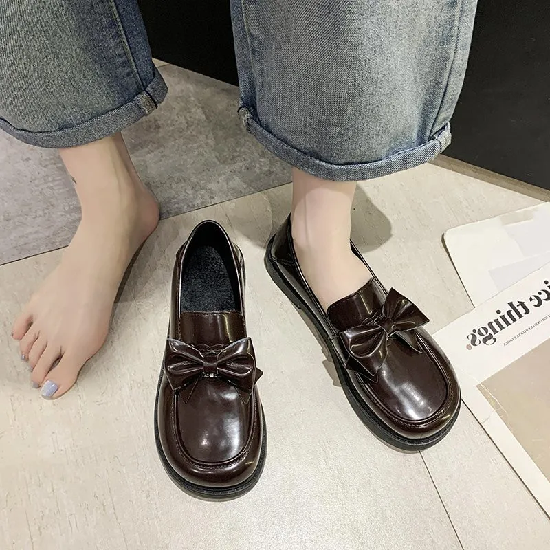

Shoes Woman 2021 Female Footwear Bow-Knot British Style Clogs Platform Casual Sneaker Round Toe Oxfords New Retro Dress Butterfl