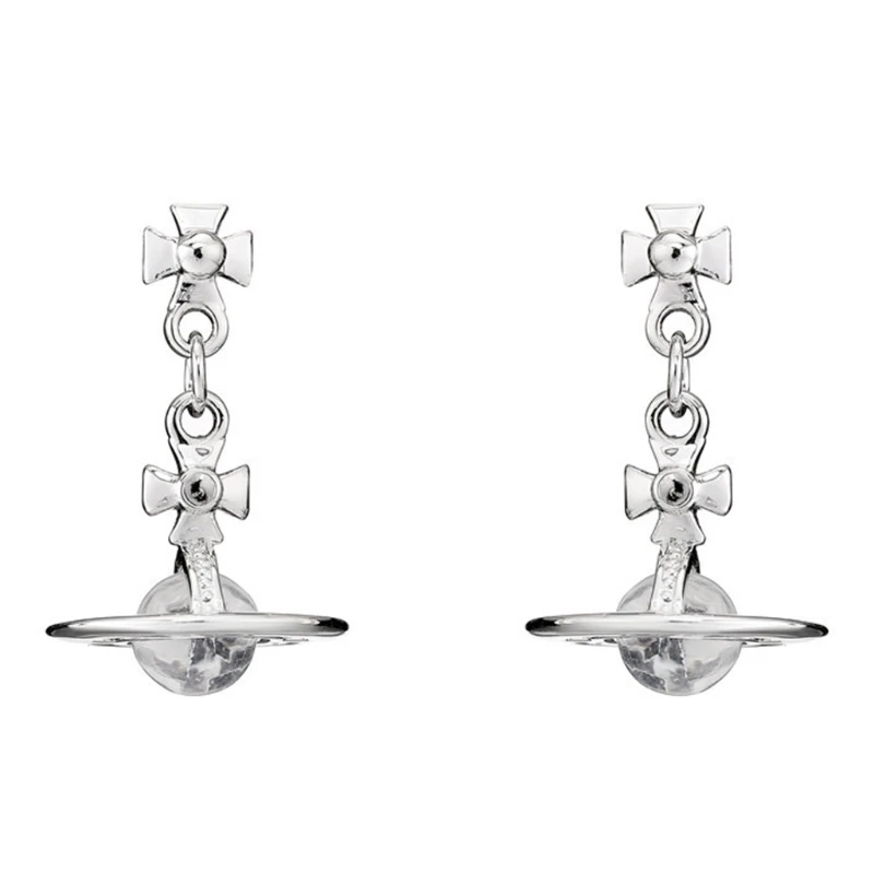 

Hip Hop Rock Saturn Glass Ball Cross Earring Contracted Transparent Crystal Pendant Earrings Women Jewelry Party Present