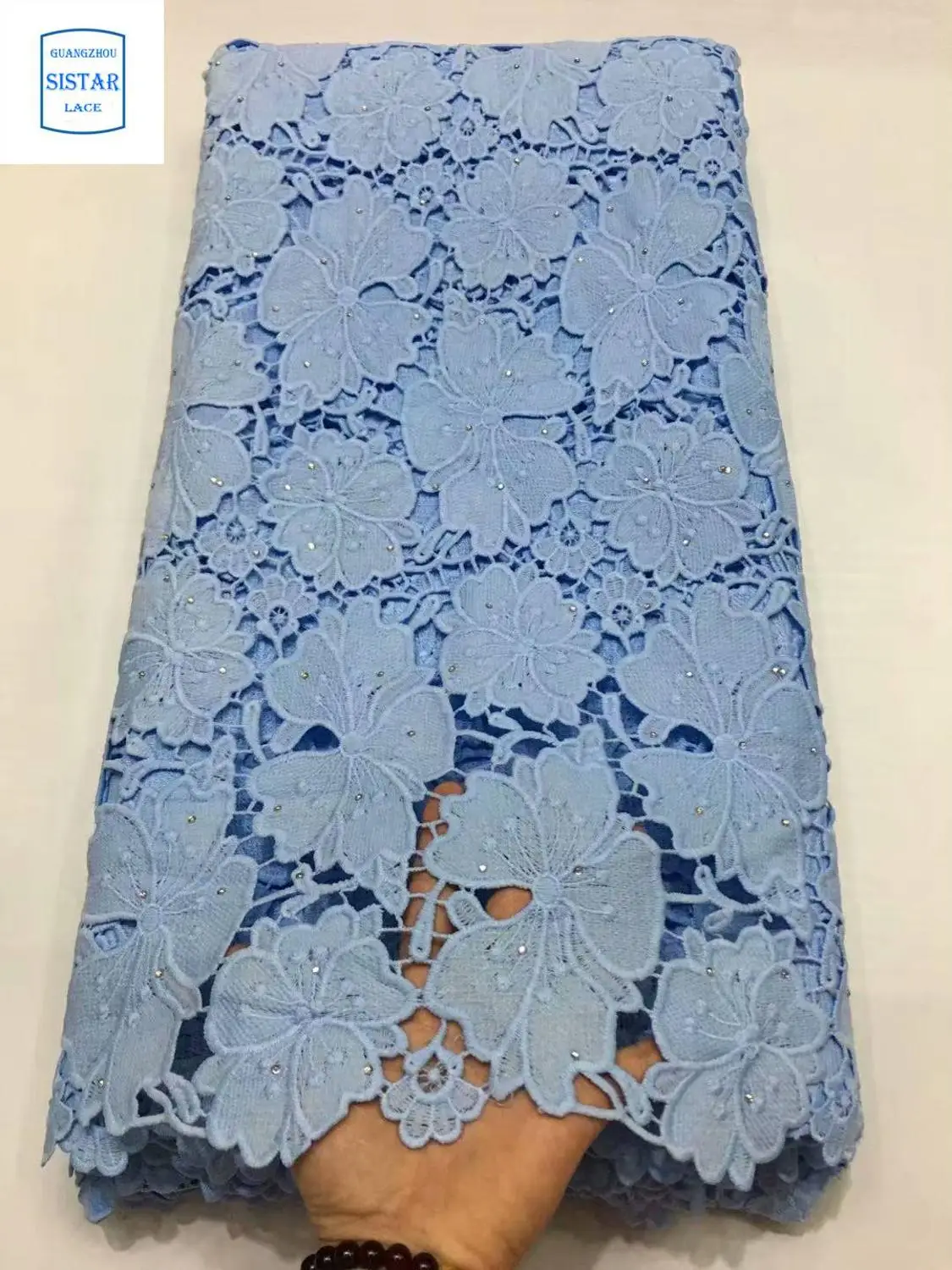 Небесно голубая африканская кружевная ткань 2020 гипюр высокое качество женское