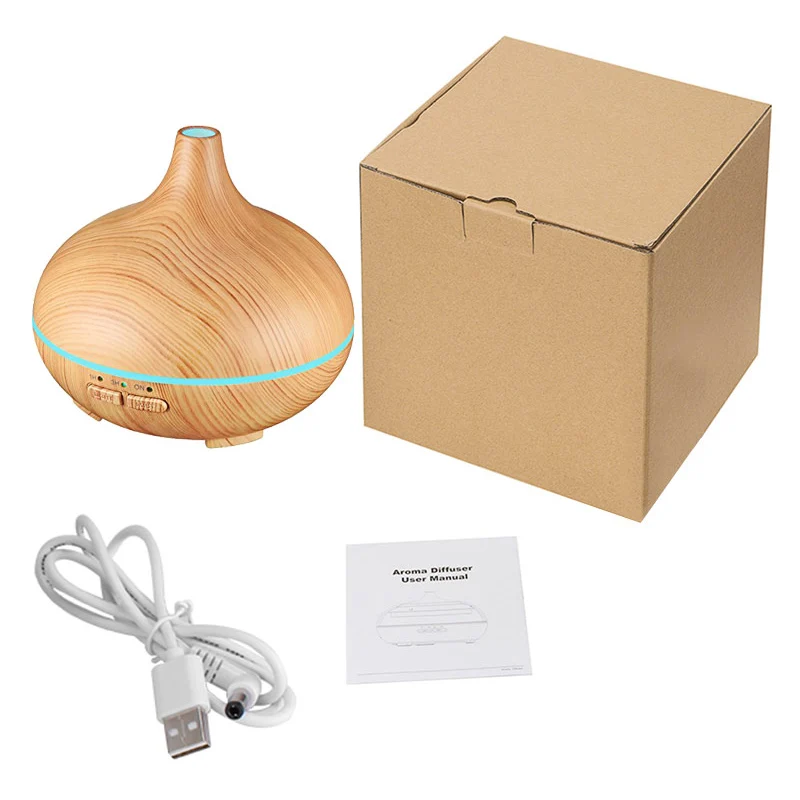 

USB Mini air humidifier aroma oil diffuser Wood Grain ultrasonic wood air humidifier mist maker LED lights home