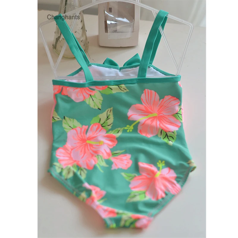 От 2 до 8 лет платье для девочек зеленого цвета Детская одежда плавания Цельный