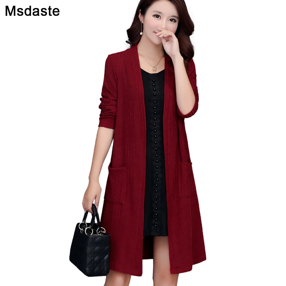 Женский длинный вязаный кардиган повседневное пончо туника синего черного