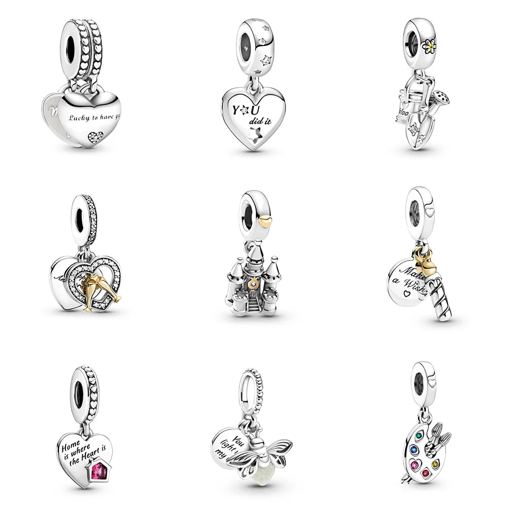 

925 Sterling Silver Pendant Beads Castle Pigment Tray Honeybee For Original Pandora Charms Women Bracelets & Bangles Jewelry