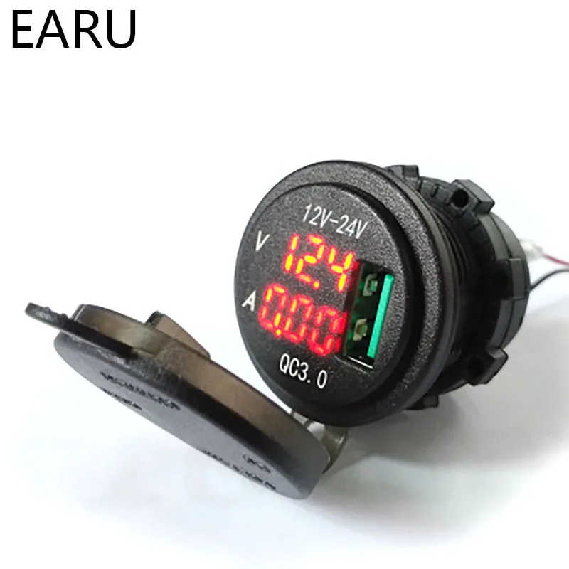 QC3.0 Quick charge Waterproof Voltage Meter Voltmeter current Display Single usb output Car and motorcycle modified car charger |