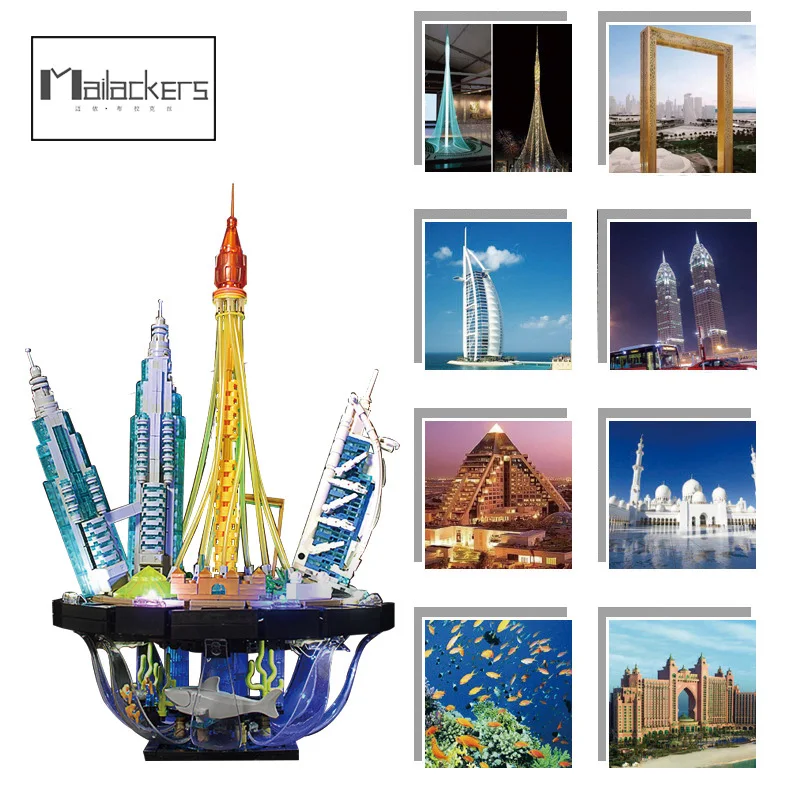 Mailackers City Street View светодиодные строительные блоки знаменитая архитектура Дубай Burj