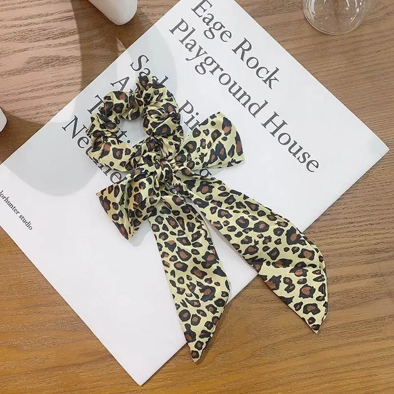 

Fashion leopard print women scrunchies bows girls hairband women hair bands designer hair accessories for women hair bands