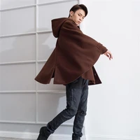 mens coats winter fashion loose coat trend mens woolen coats hoodies bat sleeve shawl woolen coats cape trend large size