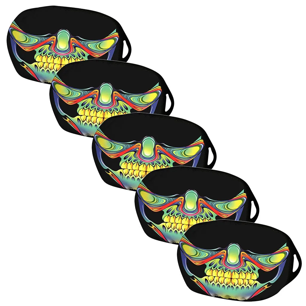 Маска для Хэллоуина 5 шт. Пылезащитная многоразовая тканевая карманная маска рта