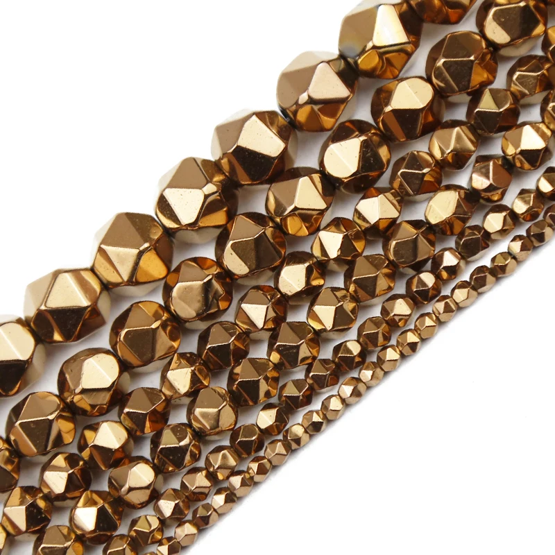 Круглые гематитовые бусины JHNBY из меди с огранкой натуральный камень 3/4/6/8/10 мм