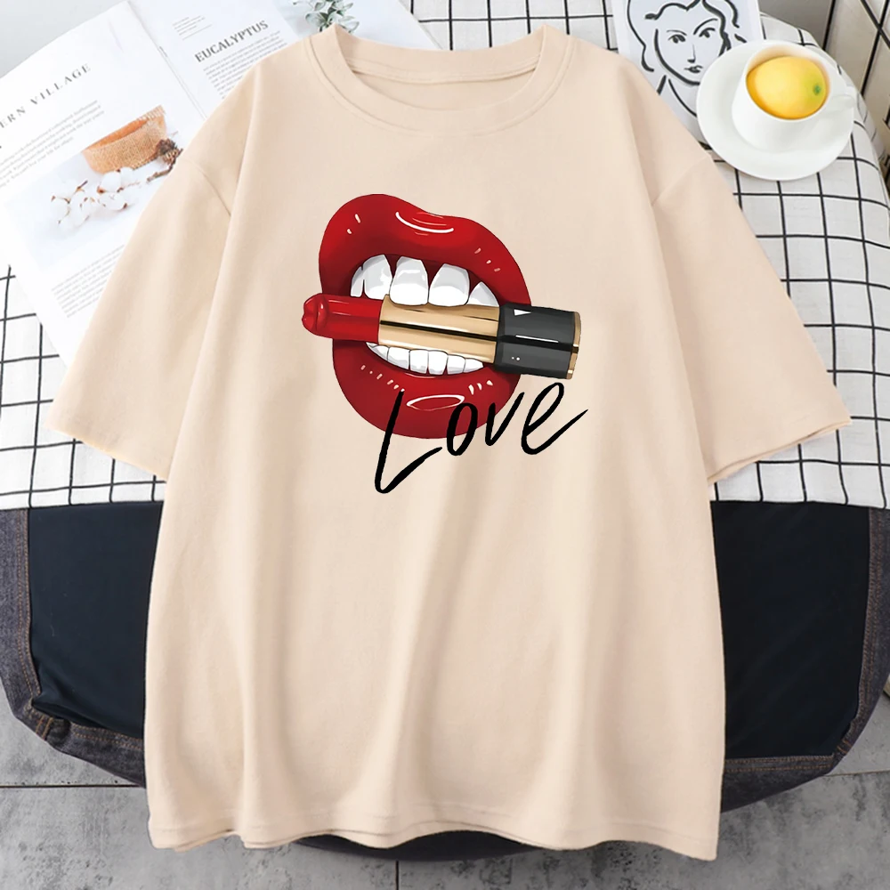 

Big Red Lips Printing Women'S T-Shirt Street Oversize T-Shirts Fashion Summer Clothing New Creativity Loose T Shirt Womens