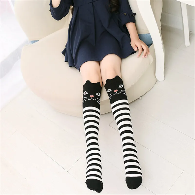 Cotton Cartoon Children's Baby Fox Socks With Bear Knee Highs Long Cute Infantil Kids for Girls kniekousen 3-12 Years old 1pcs