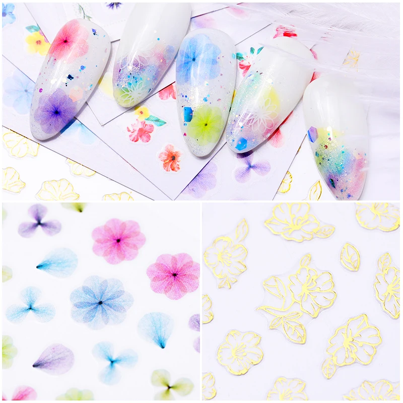 Цветы гортензии наклейки для ногтей переводные смешанные узорами дизайн бумаги